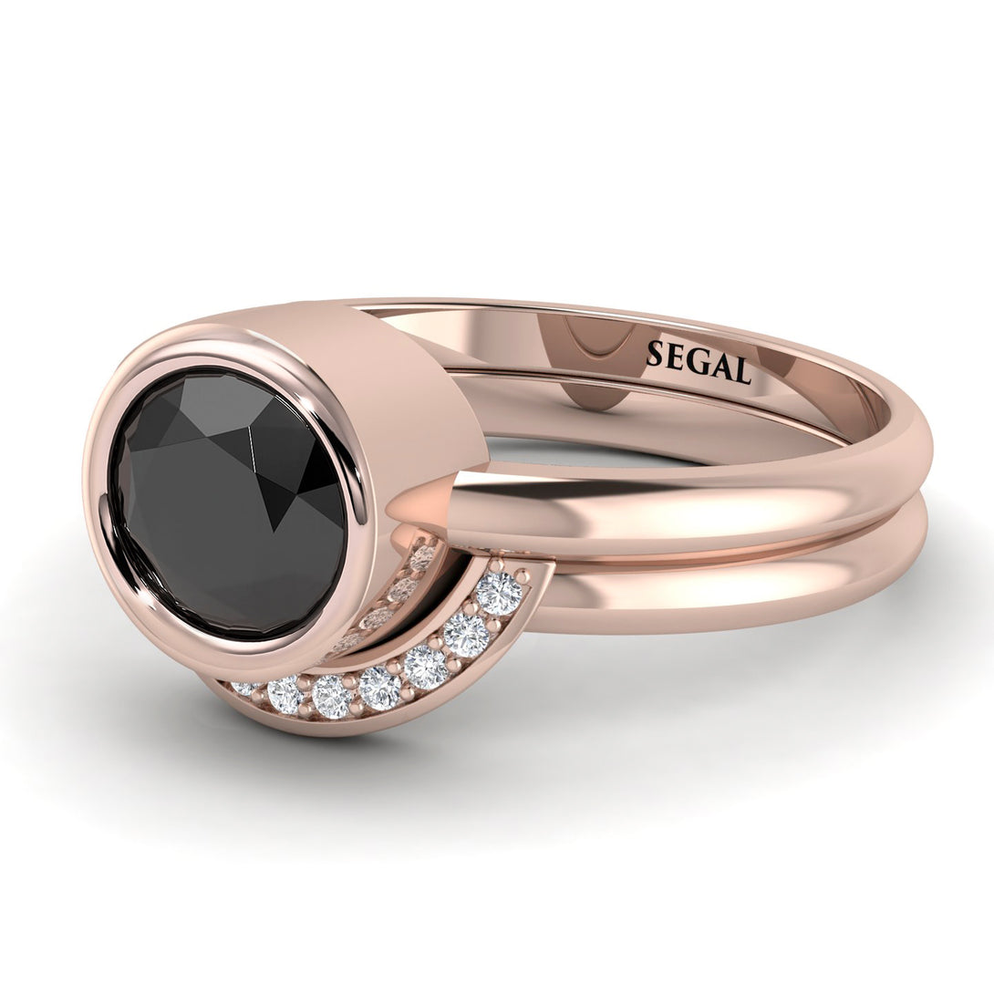 Bezel Black Diamond Bridal Set - Emerson No. 8